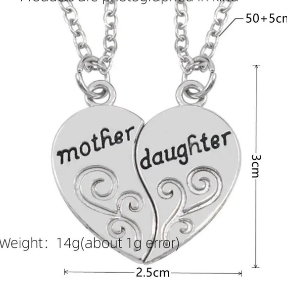 2 Piece Mother Daughter Silver Necklaces - Picture 6 of 6